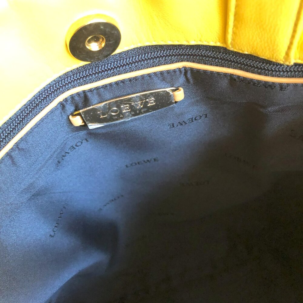 💛 LOEWE Anagram Yellow Leather Shopper Tote Bag - Picture 7 of 12